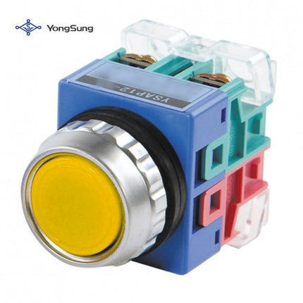 YONGSUNG Push Button Switch, Non-Illuminated, Ø25mm, 1a1b, Yellow YSAP12-11YD