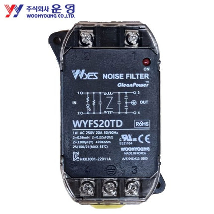 WOONYOUNG Noise Filter, Single-Phase, High-Attenuation Type WYFS20TD