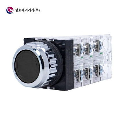 SUNGHO Push Button Switch, Non-Illuminated, Ø25, Black, 3a3b SHPR-25B-3B