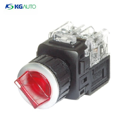 KG AUTO Selector Switch, Illuminated, 2-Position, Aluminum, Flush-Mount, Ø25mm, Maintained, Red, KGT-J2M2V2R, AC110V/220V 2a2b