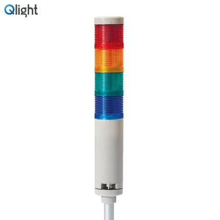 QLIGHT Signal Tower Light, Steady/Buzzer Type, 50mm, 4-Tier, DC24V QTG50L-BZ-4-24-RAGB