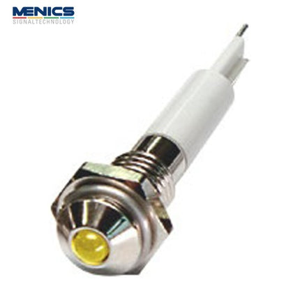 MENICS LED Indicator Light, Ø6mm, Standard, Round Type, DC12V, Yellow (Pack of 40) M06R-12Y