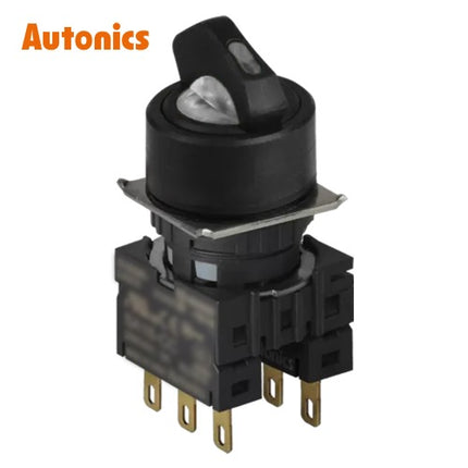 AUTONICS Selector Switch, Ø16, Round, Non-Illuminated, 3-Position, Right Return, 2C, White S16SR-S5W2C
