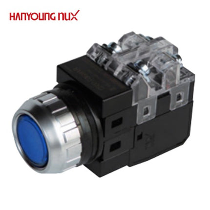 HANYOUNG Push Button Switch, Illuminated, Ø25mm, Blue, AC100-240V CRX-F25MAA