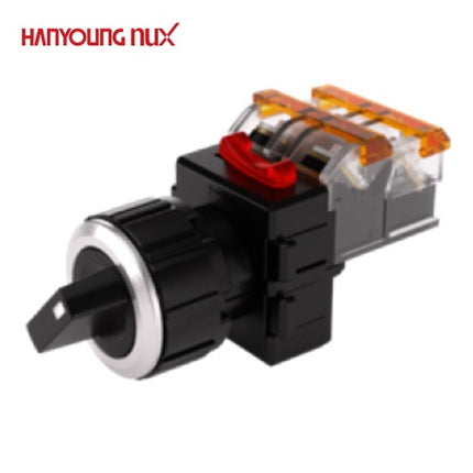 HANYOUNG Selector Switch, 2-Position, Ø25, Maintained, Black, MRS-N2A1 1a1b