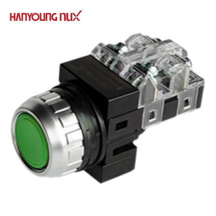 HANYOUNG Push Button Switch, Non-Illuminated, Ø25mm, Green, CRF-F25M1G 1a1b