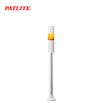 PATLITE Signal Tower Light with Buzzer, Ø40, 1-Tier, White Body, LED, Yellow, Round Bracket, AC100-240V LR4-1M2PJBW-Y