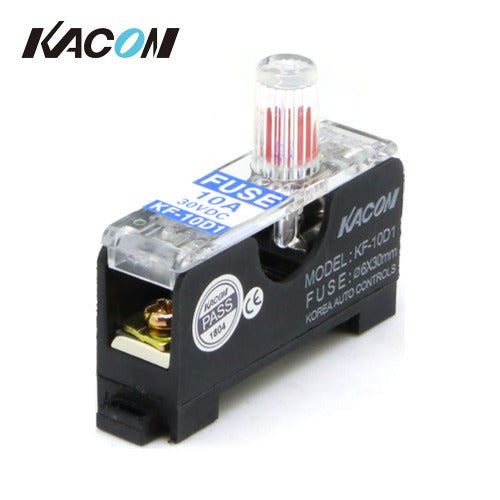KACON Glass Tube Fuse Holder, 10A, DC, 1-Pole (Pack of 20) KF-10D1