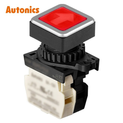 AUTONICS Push Button Switch, Illuminated, Momentary, Ø30mm, Red, B1, DC SQ3PFS-P3RLBD