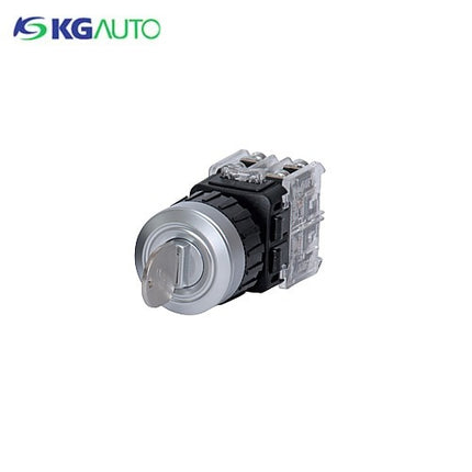 KG AUTO Key Selector Switch, 3-Position, Aluminum, Flush Mount, Ø25, Manual, Center Release KGK-JK3M2C 2a2b