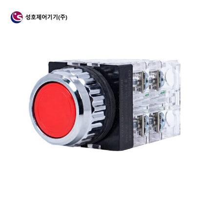 SUNGHO Push Button Switch, Non-Illuminated, Ø25, Red, 2a2b SHPR-25B-2R