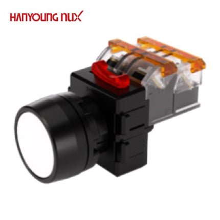 HANYOUNG Push Button Switch, Non-Illuminated, Ø22mm, White, MRF-TM1W 1a1b