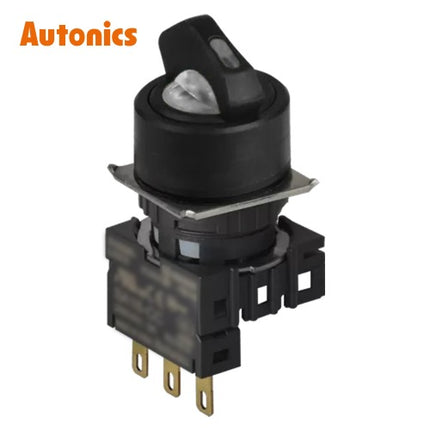 AUTONICS Selector Switch, Ø16, Round, Non-Illuminated, 3-Position, Right Return, 1C, White S16SR-S5WC