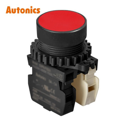 AUTONICS Push Button Switch, Non-Illuminated, Momentary, Ø30mm, Red, 1a1b S3PR-P1RAB