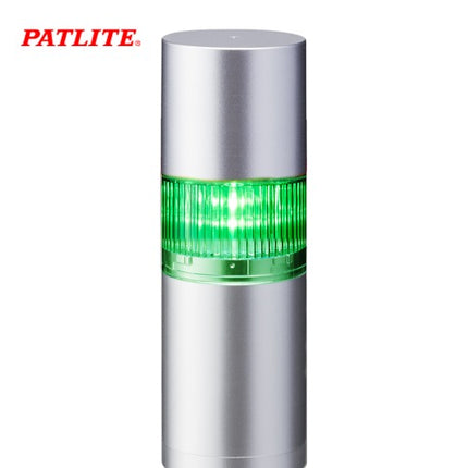 PATLITE Signal Tower Light, LED, Buzzer Type, Silver Body, 1-Tier, Green, DC24V LR6-102PJBU-G