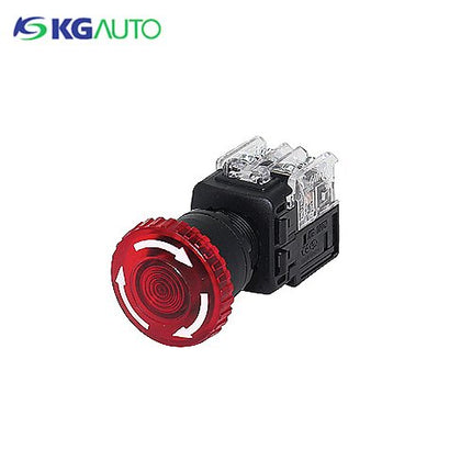 KG AUTO Emergency Stop Switch, Ø25, Illuminated, Green, KGEX-C4RV21G, 110V 220V AC 1a1b