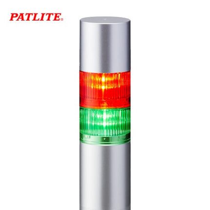 PATLITE Signal Tower Light, LED, Buzzer Type, Silver Body, 2-Tier, DC24V LR6-202PJBU-RG
