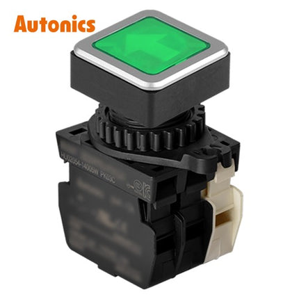 AUTONICS Push Button Switch, Illuminated, Momentary, Ø30mm, Green, A1 B1, DC SQ3PFS-P3GUABD