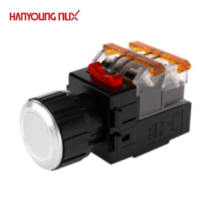 HANYOUNG Push Button Switch, Illuminated, Ø25mm, White, MRX-NA1A0W, AC100-240V 1a1b