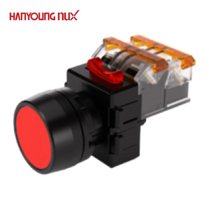 HANYOUNG Push Button Switch, Non-Illuminated, Ø22mm, Red, MRF-TA2R 2a2b