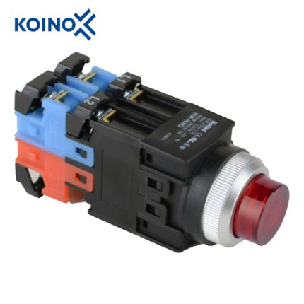KOINO Push Button Switch, Illuminated, Ø25mm, Red, 1a, AC/DC24V KBL25M-L3C10R