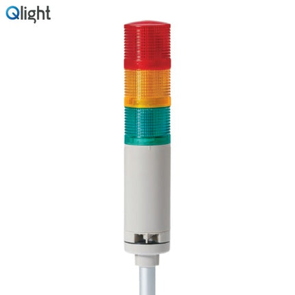 QLIGHT Signal Tower Light, Steady/Flashing/Buzzer Type, 50mm, 3-Tier, AC110-220V QTGA50LF-BZ-3-110/220-RAG