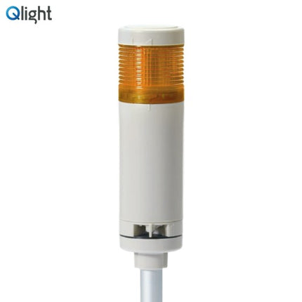 QLIGHT Signal Tower Light, Steady/Flashing/Buzzer Type, 50mm, 1-Tier, DC24V, Yellow QTG50LF-BZ-1-24-A