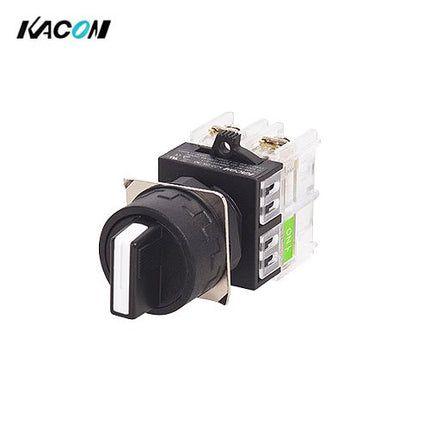 KACON Selector Switch, 3-Position, Ø30, Short Lever, Black, Left Spring Return K30-51K-S3L