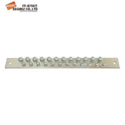 SEGIBIZ Grounding Busbar Terminal Block (Ground Bar), 2-Row, 24P (Pack of 10) SG-EB3-24P