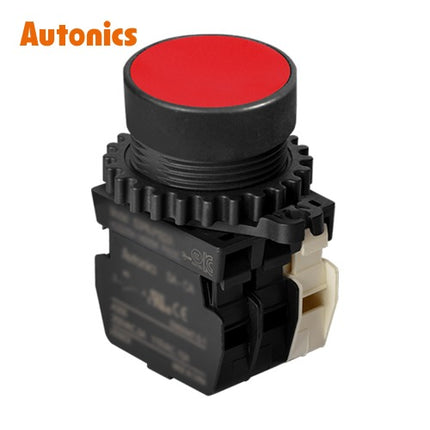 AUTONICS Push Button Switch, Non-Illuminated, Momentary, Ø30mm, Red, 2a1b S3PR-P1R2ABM