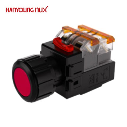 HANYOUNG Push Button Switch, Illuminated, Ø25mm, Red, MRX-KM1D0R, 12V/24V 1a1b