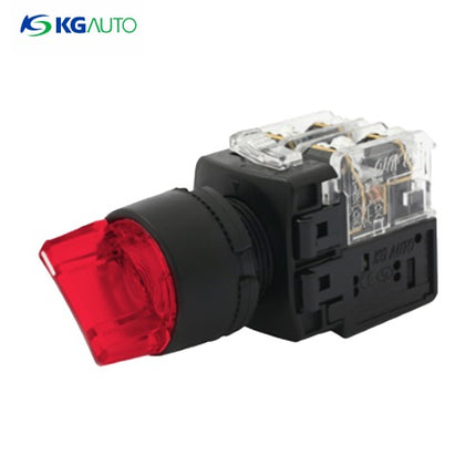 KG AUTO Selector Switch, 2-Position, Illuminated, Plastic, Projecting, Ø22, Maintained, Red, AC 110V/220V, 1a1b KGT-N2M1V2R