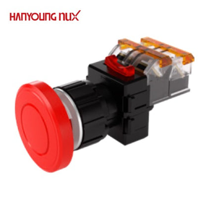HANYOUNG Emergency Stop Switch, Ø25, Non-Illuminated, Momentary, Red, MRE-NM2R 2a2b