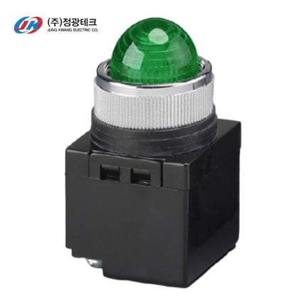 JUNGKWANGTECH Pilot Lamp, Round, Ø25, LED, AC220V, Green JK-10-25-2-L-G