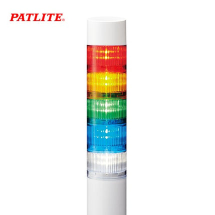 PATLITE Signal Tower Light, LED, Buzzer Type, 5-Tier, AC100-240V LR6-5M2PJBW-RYGBC