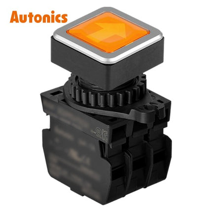 AUTONICS Push Button Switch, Illuminated, Momentary, Ø30mm, Yellow, A2, DC SQ3PFS-P3YL2ADM
