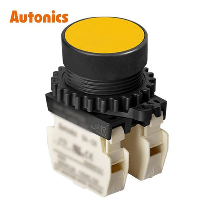 AUTONICS Push Button Switch, Non-Illuminated, Momentary, Ø30mm, Yellow, 2b S3PR-P1Y2BM