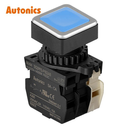 AUTONICS Push Button Switch, Non-Illuminated, Momentary, Ø30mm, Blue, 2a1b SQ3PFS-P1B2AB