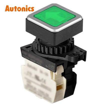 AUTONICS Push Button Switch, Illuminated, Momentary, Ø30mm, Green, B1, AC SQ3PFS-P3GUBL