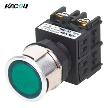 KACON Indicator Light, Flush Mount, Ø25, Green, AC220V K25F-17G