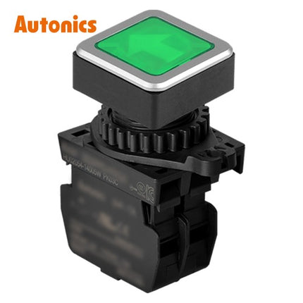 AUTONICS Push Button Switch, Illuminated, Momentary, Ø30mm, Green, A1, AC SQ3PFS-P3GUAL