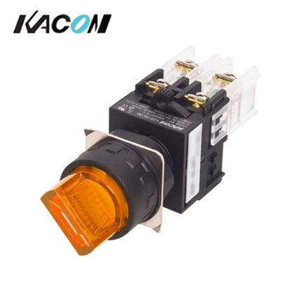 KACON Selector Switch, 2-Position, Ø22mm, Yellow, Maintained, DC24V K22-47Y