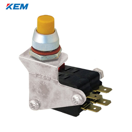 KEM Push Button Switch, Non-Illuminated, Ø10, Protruding Type, Yellow, KP-10-2Y AC250V 8A 2a2b