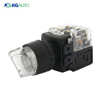 KG AUTO Selector Switch, 2-Position, Illuminated, Plastic, Projecting, Ø22, Maintained, White, KGT-N2M1D2W, DC 12V/24V 1a1b