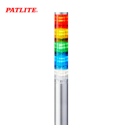 PATLITE Signal Tower Light, LED, Ø40mm, 5-Tier, Silver Body, DC24V LR4-502WJNU-RYGBC