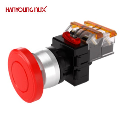 HANYOUNG Emergency Stop Switch, Ø22, Non-Illuminated, Momentary, Red, MRE-RM1R 1a1b