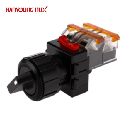 HANYOUNG Selector Switch, 2-Position, Ø25, Maintained, Black, MRS-K2A1 1a1b