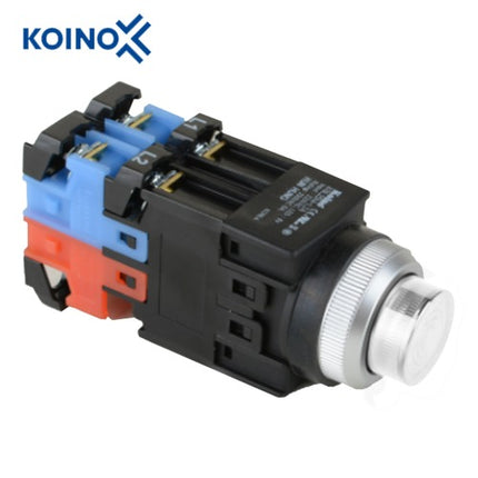 KOINO Push Button Switch, Illuminated, Ø25mm, LED, White, 1a, AC/DC24V KBL25M-L3C10W