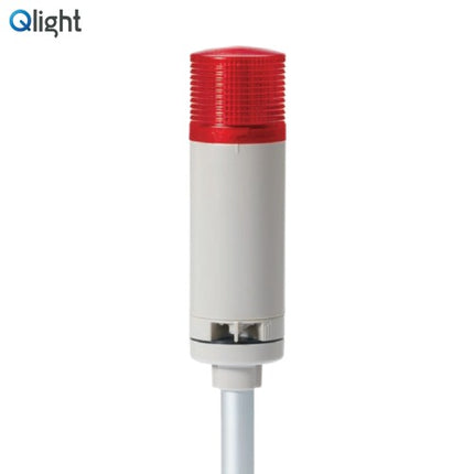 QLIGHT Signal Tower Light, Steady/Buzzer Type, 50mm, 1-Tier, DC12V, Red QTGA50L-BZ-1-12-R