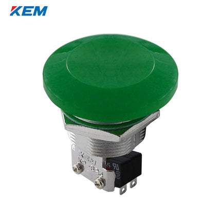 KEM Push Button Switch, Non-Illuminated, Ø25mm, Projecting, Green, KPC-S25-2G, AC250V 5A 2a2b